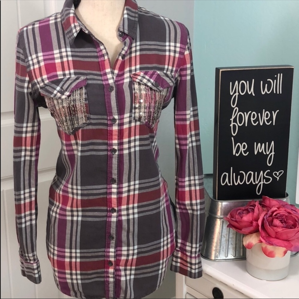 MUDD Sequin Flannel